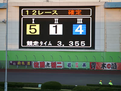 第47回SG日本選手権オートレース決勝戦で確定を告げる電光掲示板