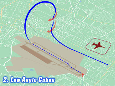 入間基地航空祭で展示飛行する時のブルーインパルスのLow Angel Cubanの飛行ルート