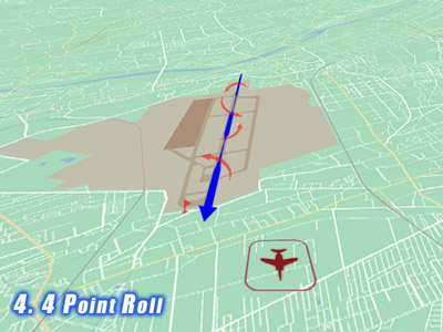 入間基地航空祭で展示飛行する時のブルーインパルスの4 Point Rollの飛行ルート