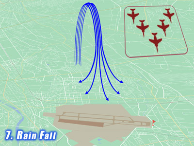 入間基地航空祭で展示飛行する時のブルーインパルスのRain Fallの飛行ルート