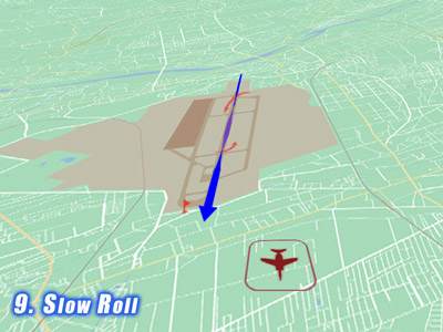 入間基地航空祭で展示飛行する時のブルーインパルスのSlow Rollの飛行ルート