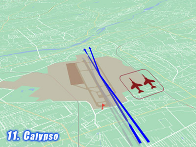 入間基地航空祭で展示飛行する時のブルーインパルスのCalypsoの飛行ルート