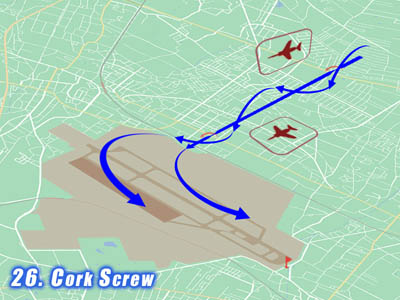 入間基地航空祭で展示飛行する時のブルーインパルスのCork Screwの飛行ルート