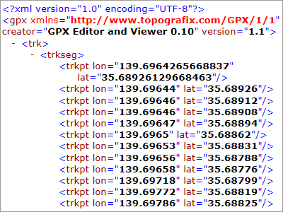 GPXファイルのサンプル