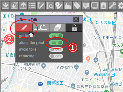 GPX Editor and ViewerのRoute Editダイアログの説明