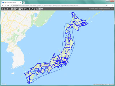 これまでに日本全国で走行したツーリングのルートをGPX Editor and Viewerを用いてGoogle Mapsに表示した例