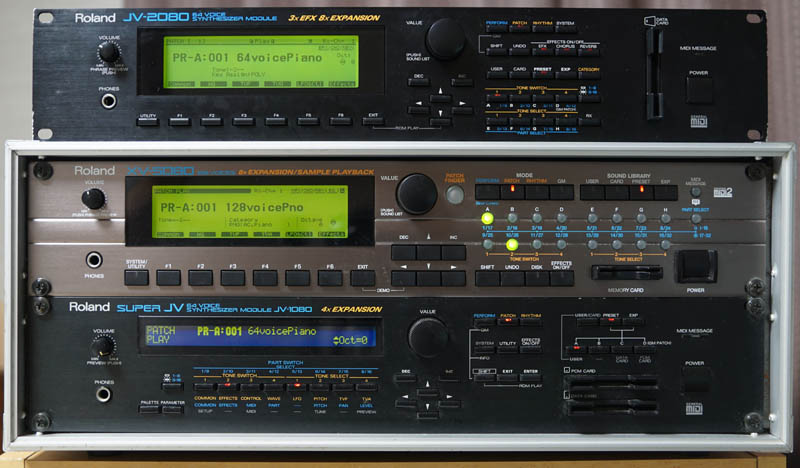 Roland製の音源モジュールXV-5080、JV-2080、JV-1080