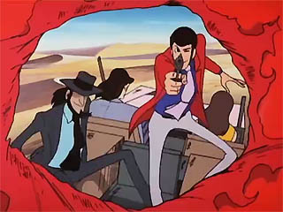 Dari pembukaan anime Lupin the Third, Lupin the Third, Daisuke Jigen dan Goemon Ishikawa