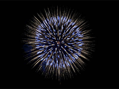 Blue chrysanthemum fireworks, very large and beautiful