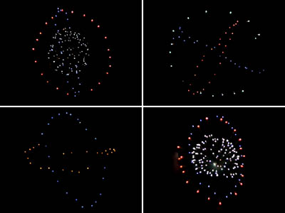 Fireworks in various shapes