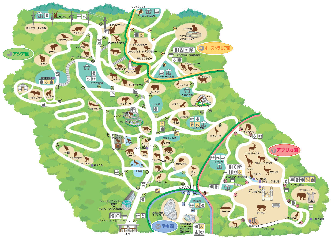 多摩動物公園マップ