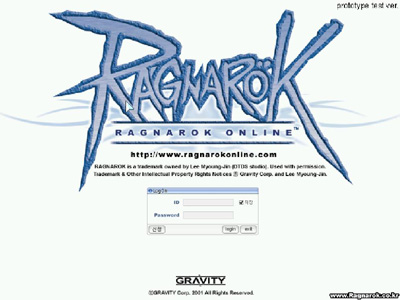 A tela de título do teste beta do Ragnarok Online