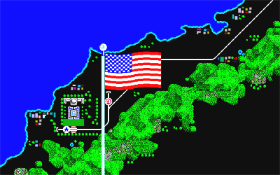 A列車で行こう２のアメリカ大陸編をゲームクリアして星条旗が掲げられたところ