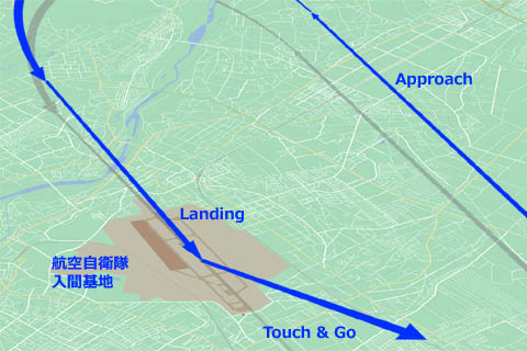 航空自衛隊入間基地のTouch and Go訓練の飛行ルート
