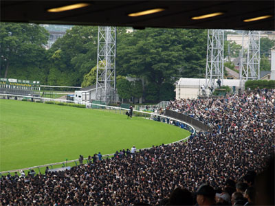 2010年日本ダービー（東京優駿）で東京競馬場（府中）に集まった大勢の観客