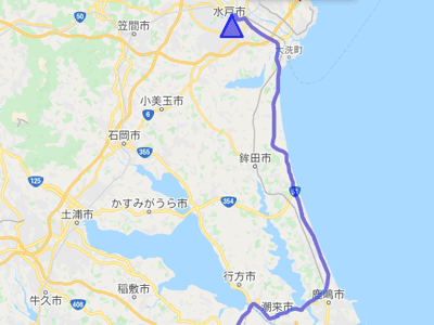 国道51号線の鹿嶋市～大洗町間の地図