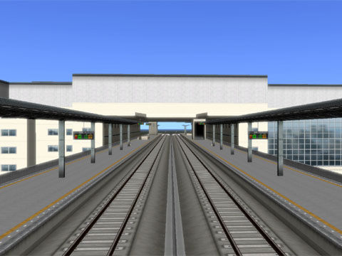 Ａ列車で行こう９の立体交差駅（駅舎大）の高架側のプラットホーム