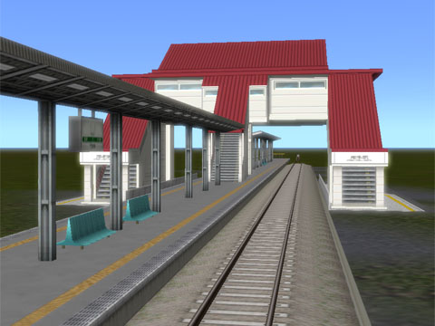 Ａ列車で行こう９の橋上駅（橋上駅舎２）のプラットホームと階段