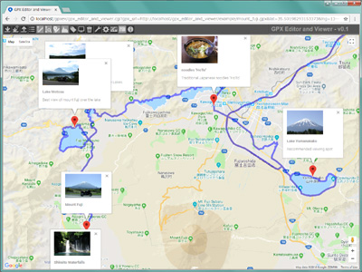 Touring route around Mt. Fuji displayed on Google Maps(GPX files)