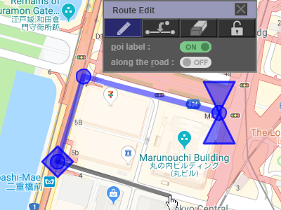 Polilínea de ruta dibujada en Google Maps