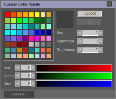 Boîte de dialogue Palette de couleurs personnalisée de GPXEV