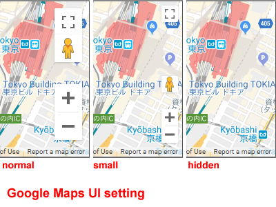 Change the size of standard control icons displayed on Google Maps