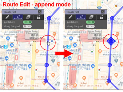 Bagaimana untuk menambah titik laluan baru ke laluan yang dibuat di Google Maps dalam mod tambah