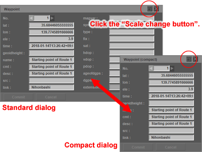 Scale change button for changing window size