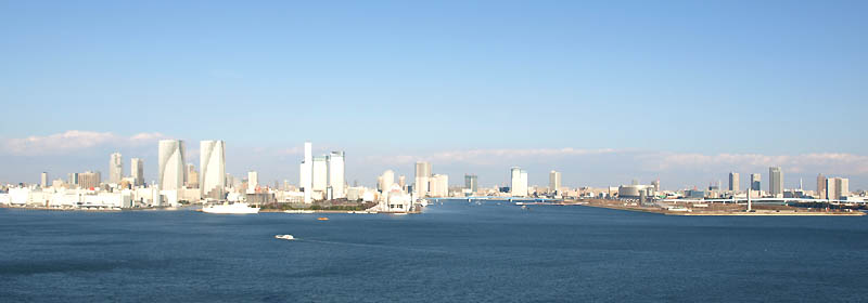 The Harumi port and Toyosu port seen from the Rainbow bridge