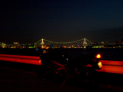 Night view of rainbow bridge in Tokyo