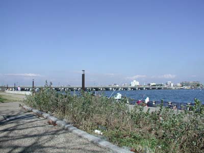 江ノ島から見た海岸線と歩道
