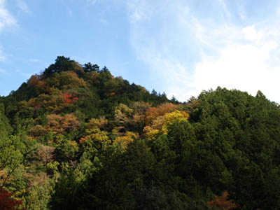 紅葉前の山