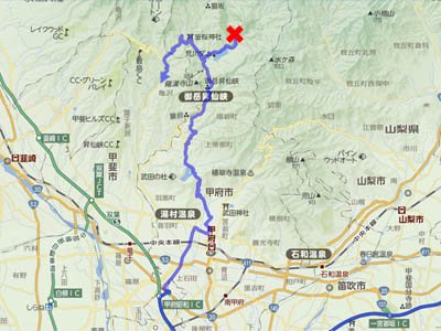 昇仙峡ツーリングルートマップ