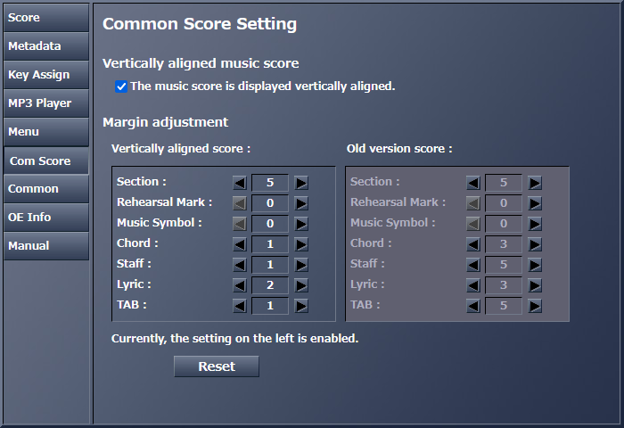 Configuração de pontuação comum do 'Score Viewer'