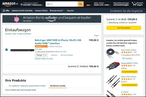 外国のAmazon（ドイツ）の製品購入画面（カートの中身）