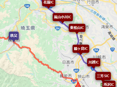 関越自動車道の地図 ルートマップ
