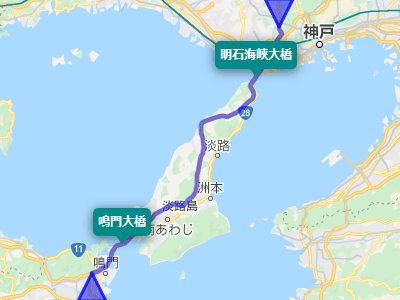 神戸淡路鳴門自動車道の地図 ルートマップ