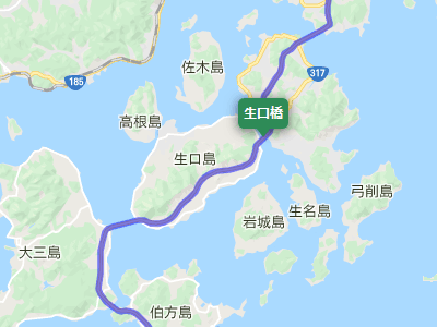 西瀬戸自動車道（瀬戸内しまなみ海道）の生口橋（因島～生口島）の地図