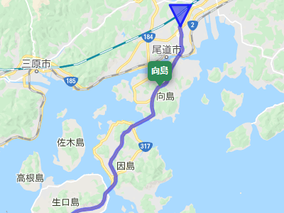 西瀬戸自動車道（瀬戸内しまなみ海道）の向島の地図
