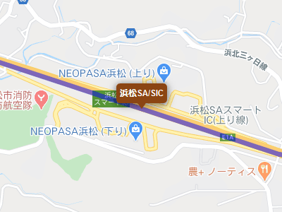 新東名高速道路の浜松サービスエリアの地図