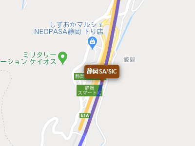 新東名高速道路の静岡サービスエリアの地図