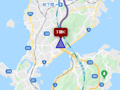 中国自動車道の終点である下関インターチェンジの地図