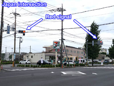 Rote Signale der japanischen Kreuzung