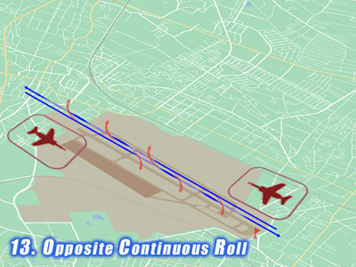 入間基地航空祭で展示飛行する時のブルーインパルスのOpposite Continuous Rollの飛行ルート