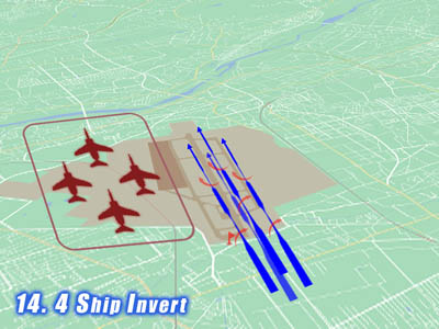 入間基地航空祭で展示飛行する時のブルーインパルスの4 Ship Invertの飛行ルート
