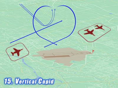 入間基地航空祭で展示飛行する時のブルーインパルスのVertical Cupidの飛行ルート