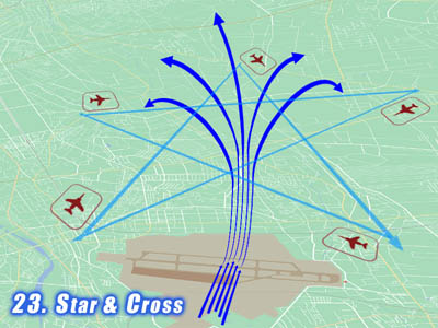 入間基地航空祭で展示飛行する時のブルーインパルスのStar and Crossの飛行ルート