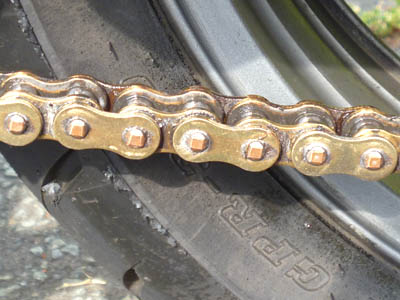 Worn motorcycle chain