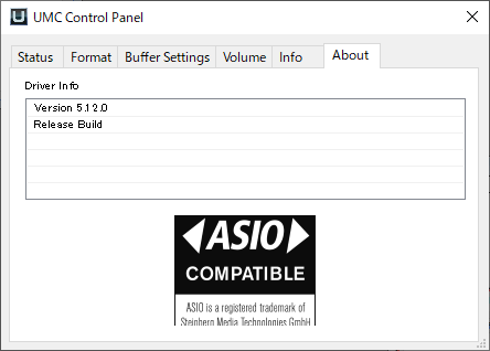 USBオーディオインターフェースUMC1820のUMCコントロールパネル