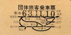 国鉄の団体旅客乗車票の切符（昭和63年）
